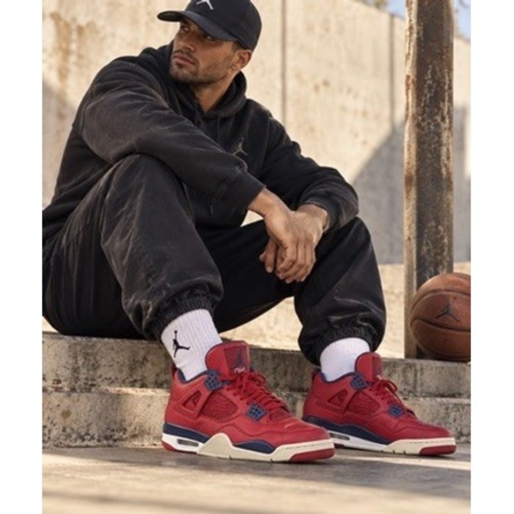 Jordan 4 Retro FIBA Gym Red Obsidian White CI1184-617 Mens Size 14